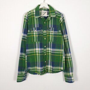 Abercrombie & Fitch Green Plaid Flannel Button Down Shirt